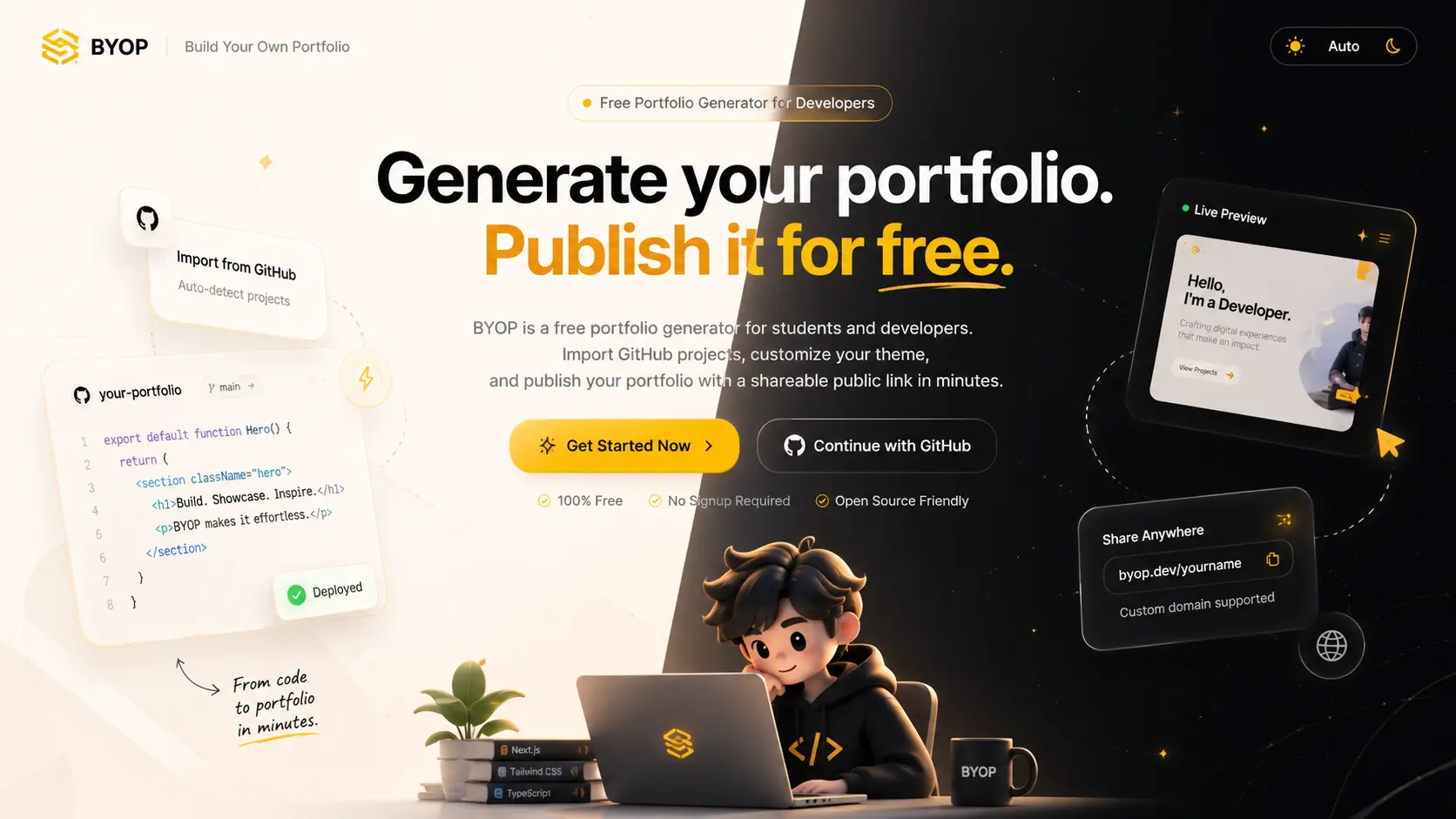 BYOP (DevfolioX): Build Your Own Portfolio Platform
